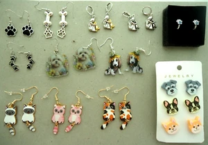 Entzückende Ohrringe - Hund oder Katze Motiv, viele Stile - Pfosten, Draht, Riegel *NEU - Bild 1 von 17