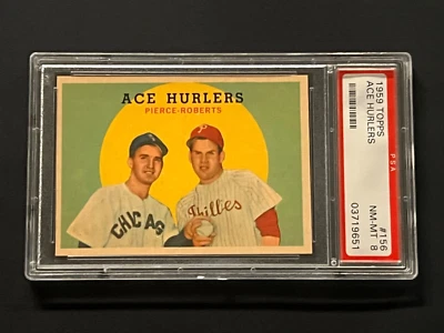 1959 Topps #156 Ace Hurlers Billy Pierce/Robin Roberts PSA 8 Foto 1 de 3