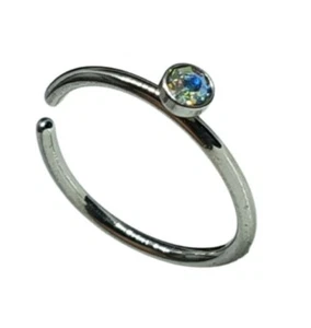 Anello naso 2 mm AB CZ cristallo 8 mm anello aperto 20 g (0,8 mm) acciaio tem... - Foto 1 di 12