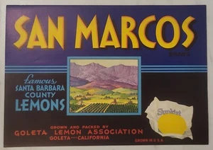LABEL San Marcos Lemons Goleta California - Picture 1 of 1