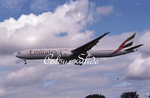 Emirates Boeing 777-36NER A6-EBE, LHR, 9.07, Colour Slide, Aviation Aircraft - Imagen 1 de 1