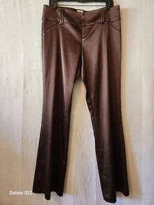 Cache Womens Satin Flare Low Rise Dark Brown Girlie Bimbocore Pants Size 12 - Picture 1 of 7