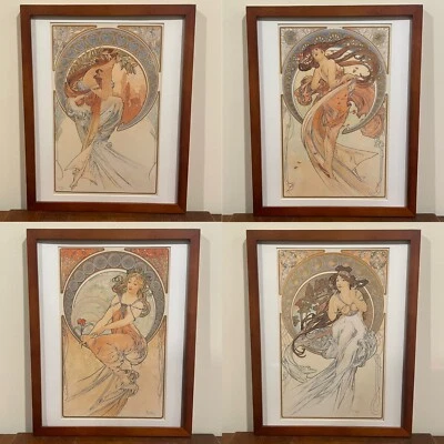 Set of 4 Mucha Art Prints (The Arts) Music Painting Poetry Dance 12x15 Wall Art - Image 1 of 4