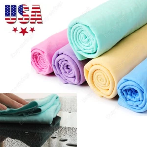 Car Cleaning Cloth Natural Chamois Leather Drying Wash Towel Absorbent Rag US - Picture 1 of 13