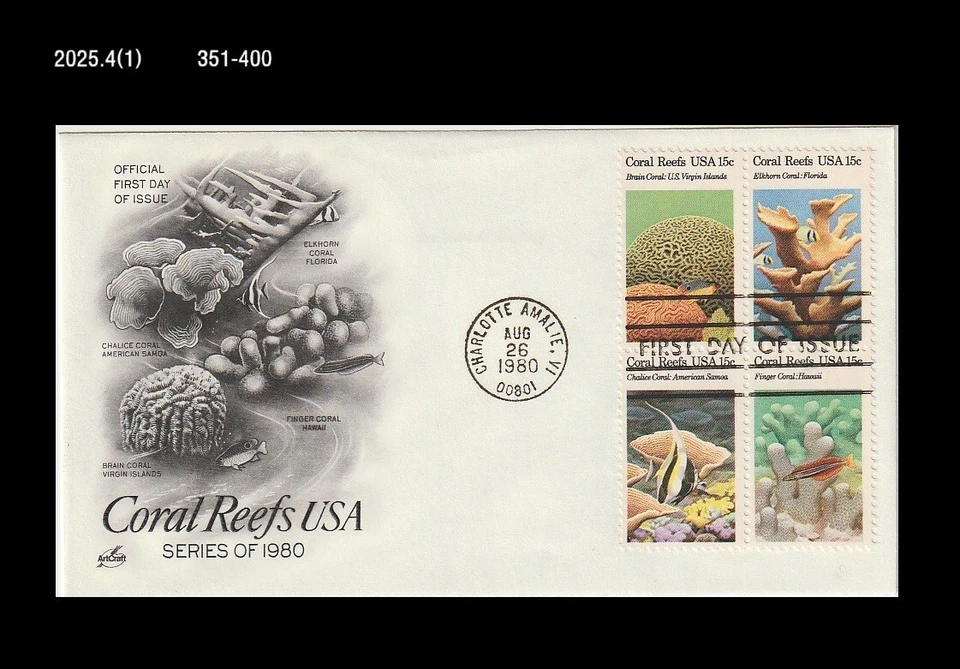 Marine Life,Coral Reefs,Fish,Wildlife,US 1980 FDC,Cover Foto 1 de 1