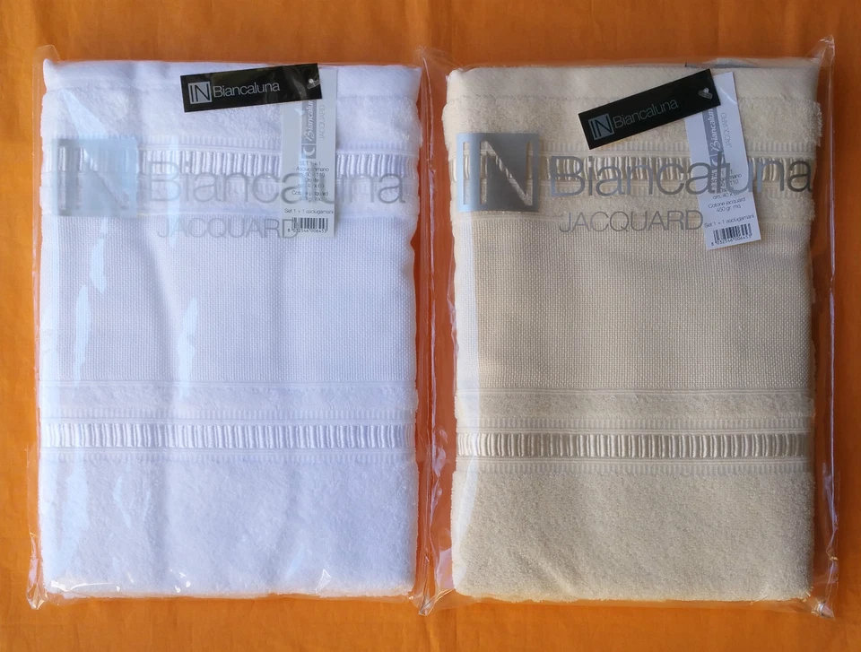 BIANCALUNA SET SPUGNE ASCIUGAMANO VISO OSPITE TELA AIDA RICAMARE PUNTO CROCE