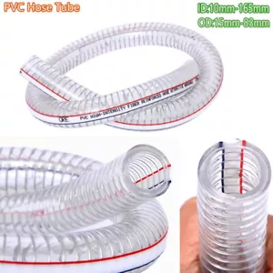 Heavy Duty Braided Wire Reinforced Clear Flexible PVC Hose Pipe - Water Air Fuel - Picture 1 of 5