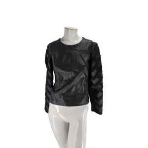 Risto Women's Sweater Medium Black Leather Geometric Cotton Futuristic - Picture 1 of 8