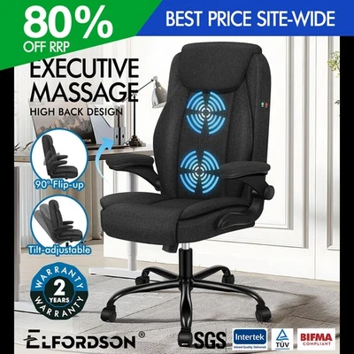 ELFORDSON Massage Office Chair Adjustable Tilt Executive Computer Gaming Fabric