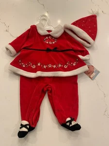 Baby’s First Christmas Outfit mit Nikolausmütze weicher Velours Größe Newborn NEU (lesen) - Bild 1 von 9