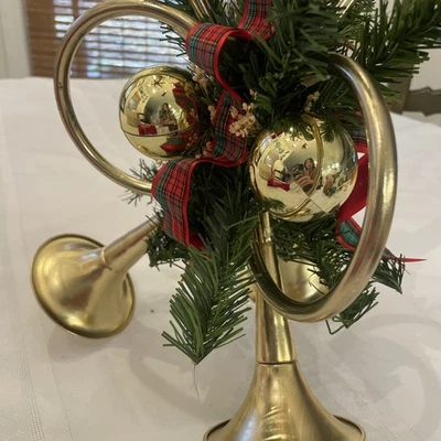 Ralph Lauren Style Christmas Decorations Brass & Plaid  - Image 1 of 4