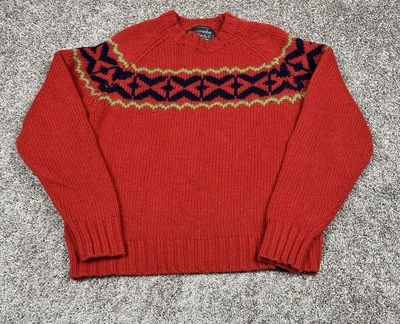 VTG Abercrombie Mens Wool Sweater XL Red Fair Isle Ski Lodgecore Heritage Y2K - Image 1 of 4