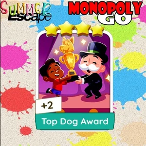 Top Dog Award 4 Stars Sticker - monopoly SUMMER ESCAPE ALBUM go - Picture 1 of 2