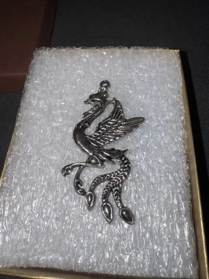 Silver Tone Mythical Phoenix Pendent - Image 1 of 4