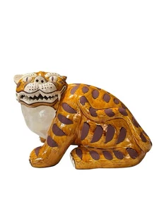 Ancienne sculpture tigre asiatique céramique italienne fait main Gump's of San Francisco - Photo 1/9