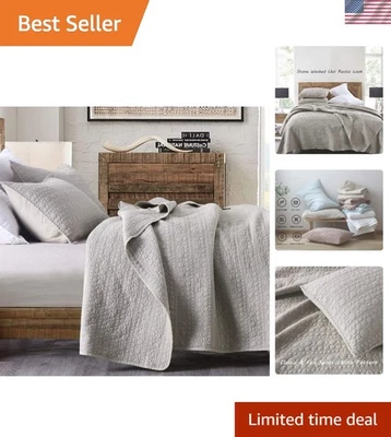 Juego de edredón King de microfibra lavada a la piedra en beige - Elegancia rústica elegante, 3 piezas Foto 1 de 4