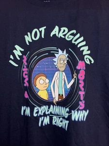Rick & Morty I'm Not Arguing 2021 Adult Swim Men's Blue T Shirt Large Cartoon - Picture 1 of 4