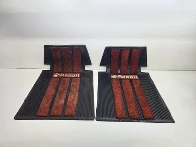 VW Volkswagen Rabbit Mk1 RED Front Floor Mats Pair Left & Right Set OEM - Image 1 of 4