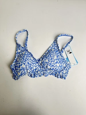 Top de Bikini Draper James Triángulo con Volantes Azul Claro Floral Talla Pequeña Nuevo con Etiquetas Foto 1 de 3