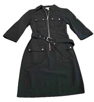 Женские S миниатюрный Michael Kors черный молнии рубашка платье серебро акценты подпоясанный - Изображение 1 из 4