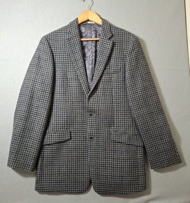 Blazer Abrigo Deportivo Joseph Abboud Para Hombres Chaqueta Informal Talla 40L Lana Ajustada Cuadros Glen Foto 1 de 4