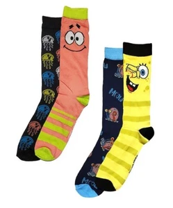 4 Pair Spongebob Crew Socks, Adult Shoe Size 6-12, Nickelodeon, Gift, B49 MP - Picture 1 of 8