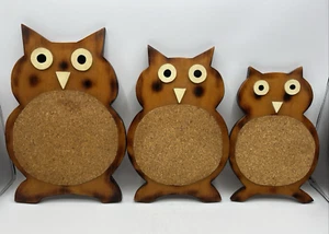 Owls Cork Noteboard Wood Handmade Bulletin Message Board Lot of 3 Vtg - Picture 1 of 6