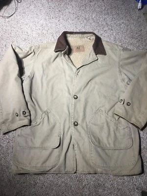 American Eagle Faux Sherpa Canvas Field work wear Leather Collar Jacket Men’s XL - Image 1 of 4