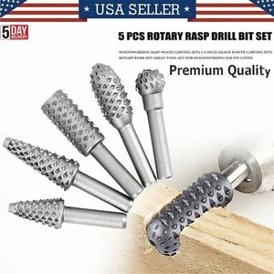 5PCS 1/4" Drill Bits for Dremel Tool Wood Carving Rotary Burrs Metal Steel Burr - Picture 1 of 9