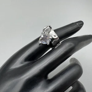 Ring Elegant Cocktail Party Ausgehen Schlenken Kristall Silberfarben Manschette Band 7 - Bild 1 von 17