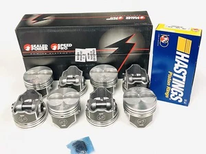 SPEED PRO Hypereutectic Coated Flat Top Pistons/8+CAST Rings Ford 5.8L 351W STD - Picture 1 of 8