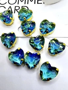 12mm 10pcs K9 Glass Aquamarine Blue Green Austria Quality Glass Sew ON Crystals - Picture 1 of 8