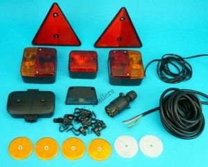 Trailer Lamp Kit with Reflectors 7 Core Cable & Clips Junction Box & 7 Pin Plug - Picture 1 of 6