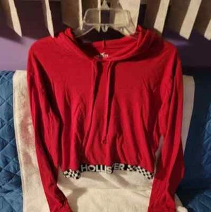 Hollister Cropped Hoodie RED  - Picture 1 of 4