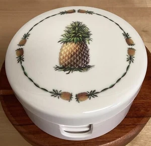 Vintage Melamine Coasters Pineapple Motif 6 Pc Set 5 Coasters & Storage Case - Picture 1 of 9