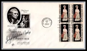 US FDC # 1273 5c John Copley block ArtCraft 1965, 9h242 - Picture 1 of 1