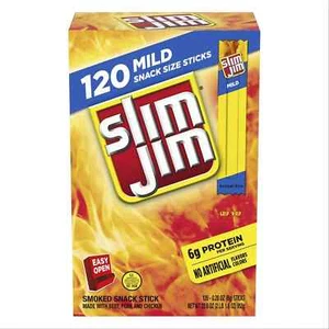Slim Jim Snack-Sized Smoked Meat Stick, Mild Flavor, .28 oz., 120 pk. - Picture 1 of 6