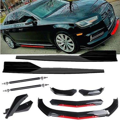 Front Rear Bumper Lip Spoiler Splitter Glossy Black Bod Kit For Audi A3 A4 S3 S4 Foto 1 de 4