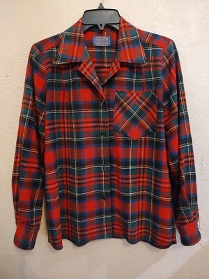 Pendleton Woman's Tuck a Roo Spread Collar Button Down Wool Shirt Vintage 1940's - Image 1 of 4