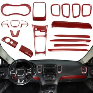 Kit de molduras de decoración de interiores de carbono rojo 19x para accesorios Dodge Durango 14-20 - Imagen 1 de 12