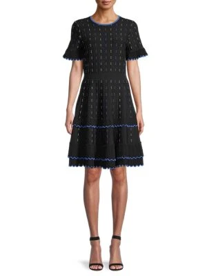 Shoshanna Maria Ruffle Knit Dress Jet Black Blue Size XS - image 1 of 4