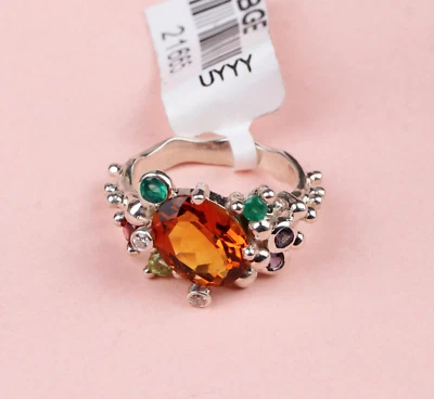 14K Weißgold Beschichtet 4,8Ct Multi Edelstein Saphir Diamant Ring Größe 6,5 - Bild 1 von 4