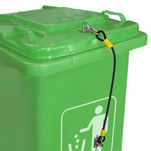 Metal Trash Can Lock for Outdoor Garbage Bins – Animal-Proof Braided Wire Lid... - Picture 1 of 7