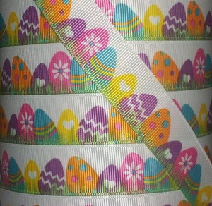 5 yards 7.8" EASTER EGGS GALORE EASTER EGG GROSGRAIN RIBBON - Picture 1 of 2