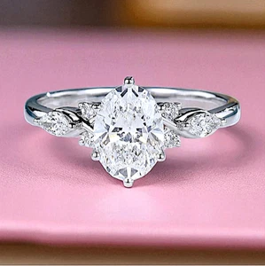 1.70 Ct Oval Cut IGI Certified  Lab Created Diamond Engagement Ring 950 Platinum - Picture 1 of 12