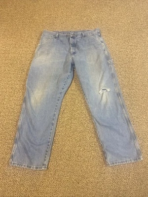 Jeans Wrangler Rustler Carpenter Jeans Used Worn Ripped Stained 36 X 30 - Image 1 of 4
