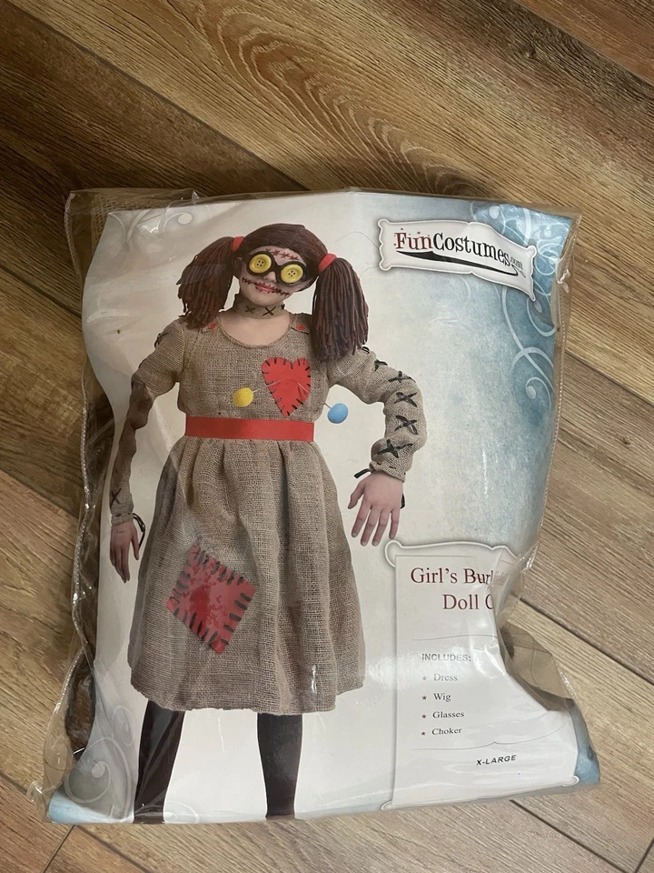 Girl's Burlap Scary Voodoo Magic Doll Dress Costume SIZE XL (NEW) - Image 1 of 1