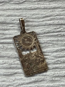 925 gemarkt dünn Silber geätzt Wölfe heulend auf den Mond Rechteck Anhänger - - Bild 1 von 7