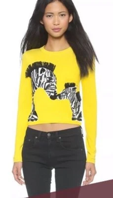 69 NWT Rare Alice + Olivia Leo Zebra appliqué sequins Sweater XS $339 wool - Image 1 of 4