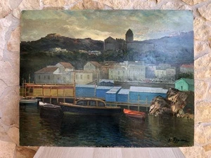 Quadro -Porto Con Barche- Edoardo Pizzirani dipinto a olio - Imagen 1 de 13